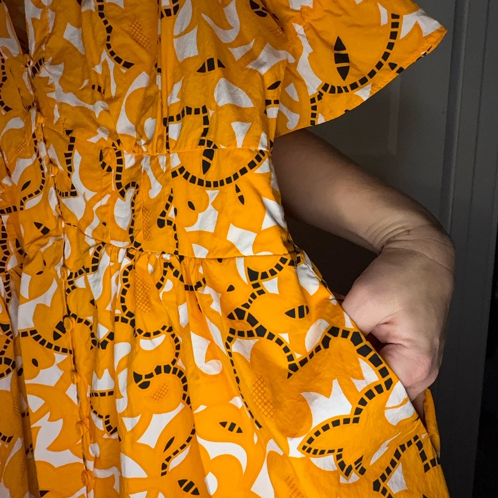 DVF Diane Von Furstenberg Leylani Dress Marigold and White Midi Dress - Picture 7 of 9